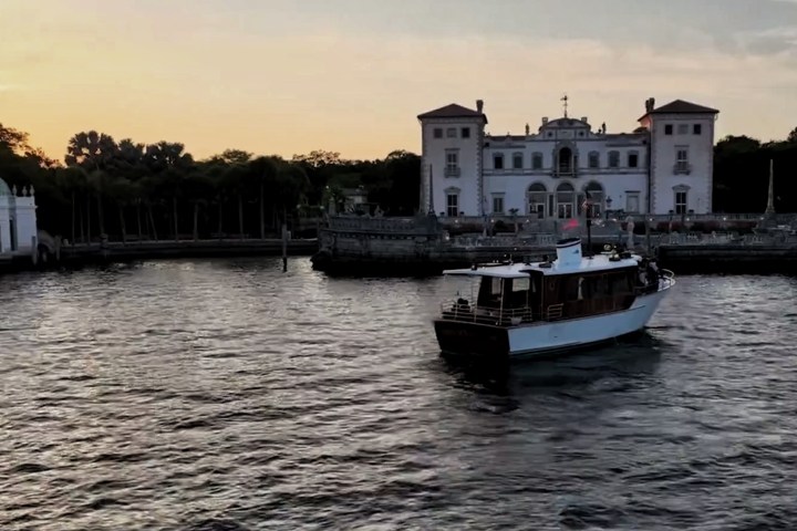 a small boat in a large body of water